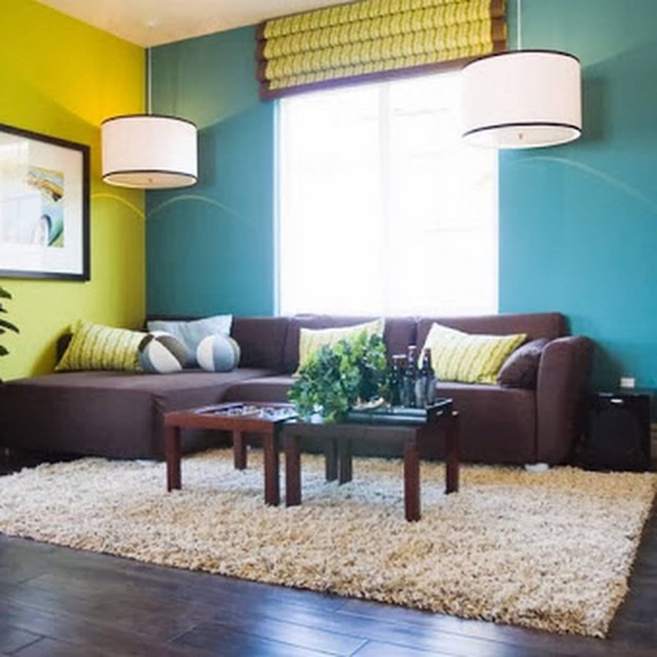 Бирюзовый и горчичный в интерьере
