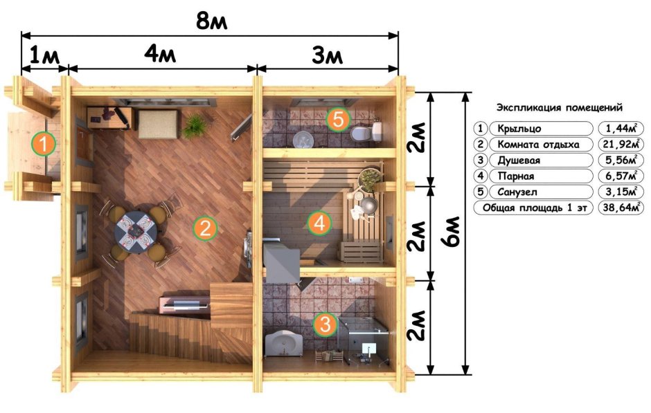 Баня 4х4 двухэтажная планировка