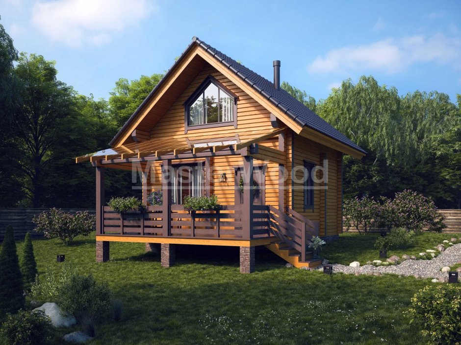 Баня из клееного бруса с мансардой