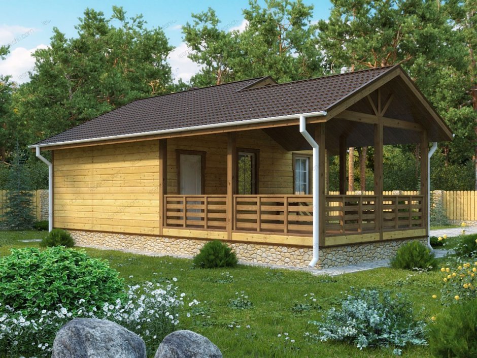 Баня с беседкой из бруса 4х10