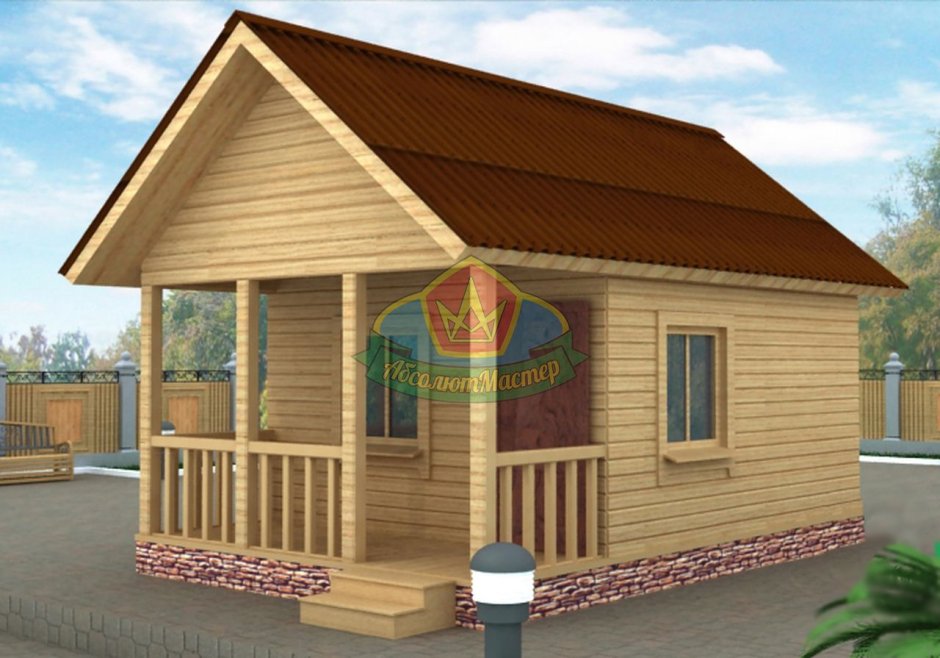 Баня 6х4 с верандой