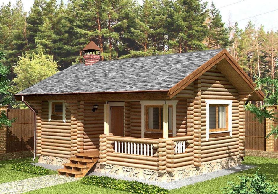 Баня из оцилиндрованного бревна 6*5