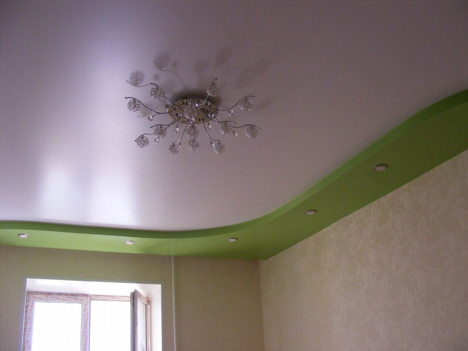 Натяжной потолок матовый двухуровневый