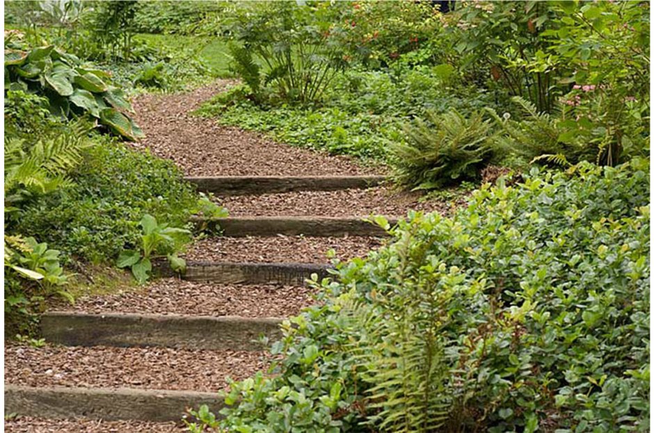 Дорожки на склоне в саду
