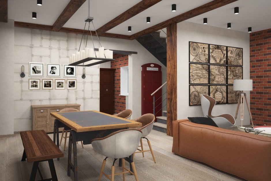 Интерьеры в стиле лофт в доме