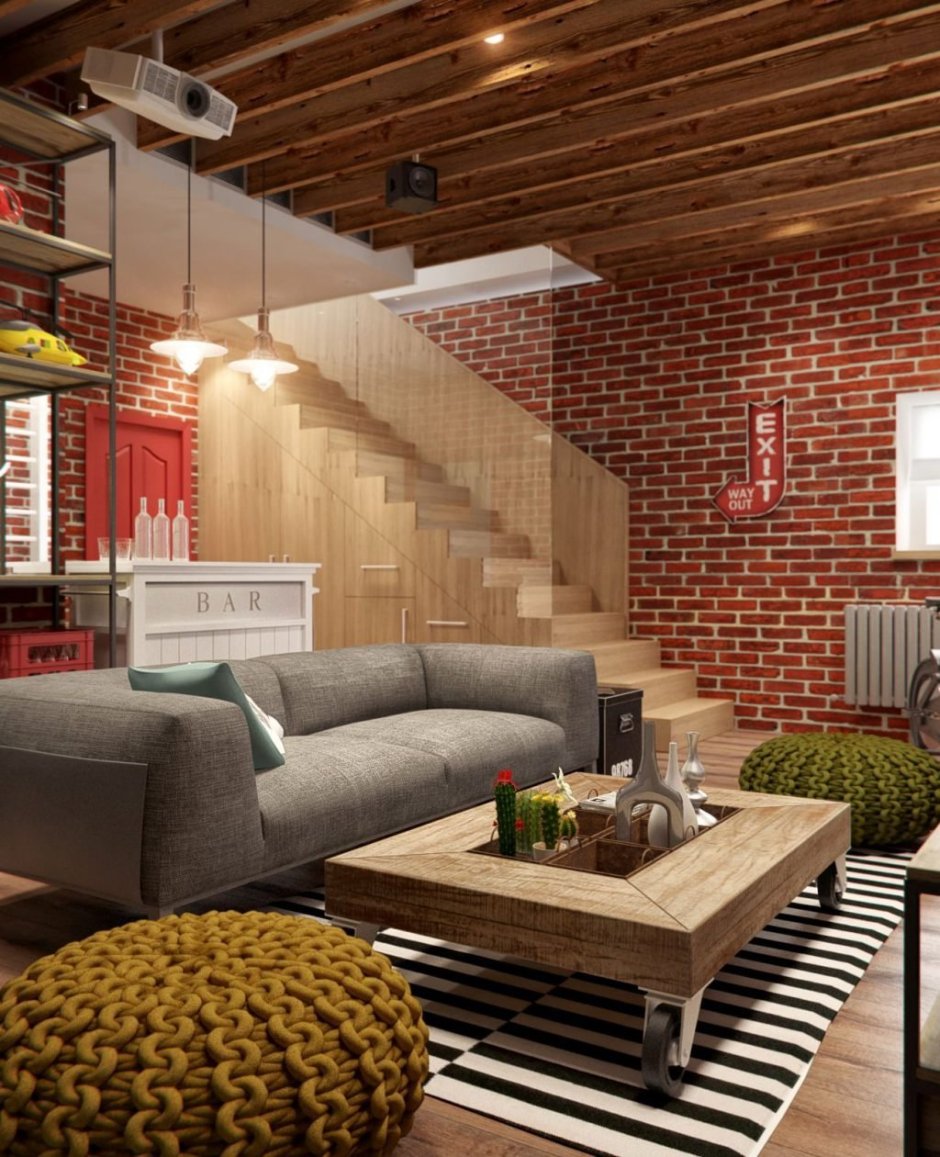 Интерьеры в стиле лофт в доме