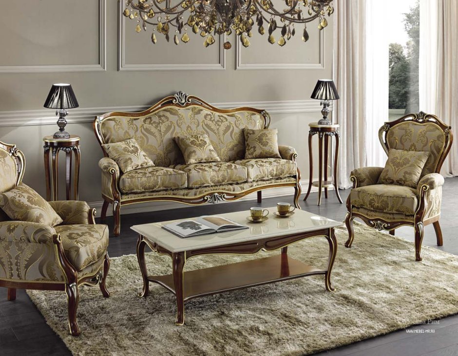 Мягкая мебель для гостиной в классическом стиле