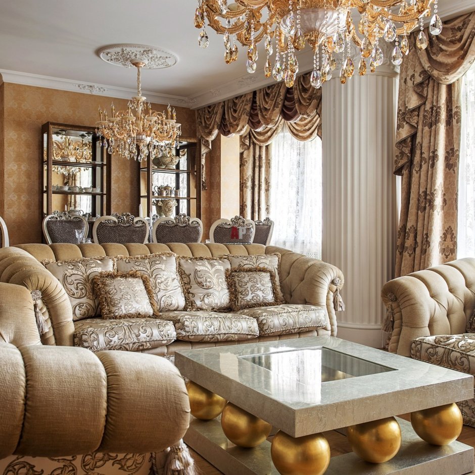 Роскошные гостиные в классическом стиле