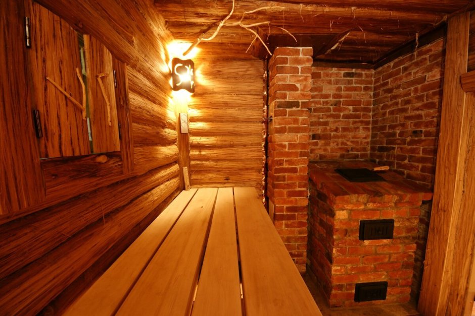 Отделка парилки кирпичом