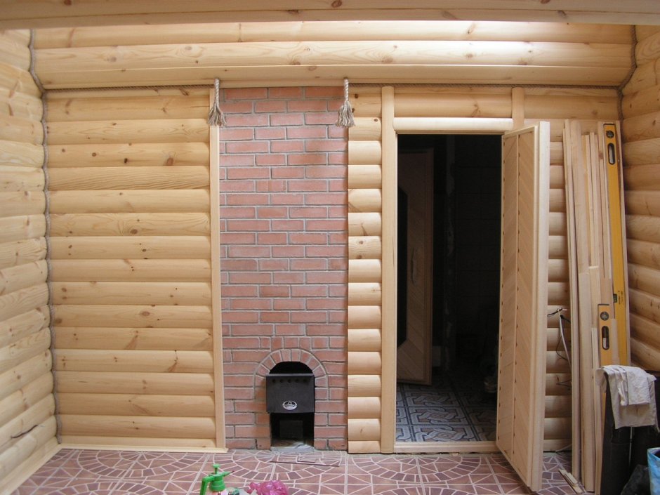 Кирпичная перегородка в бане