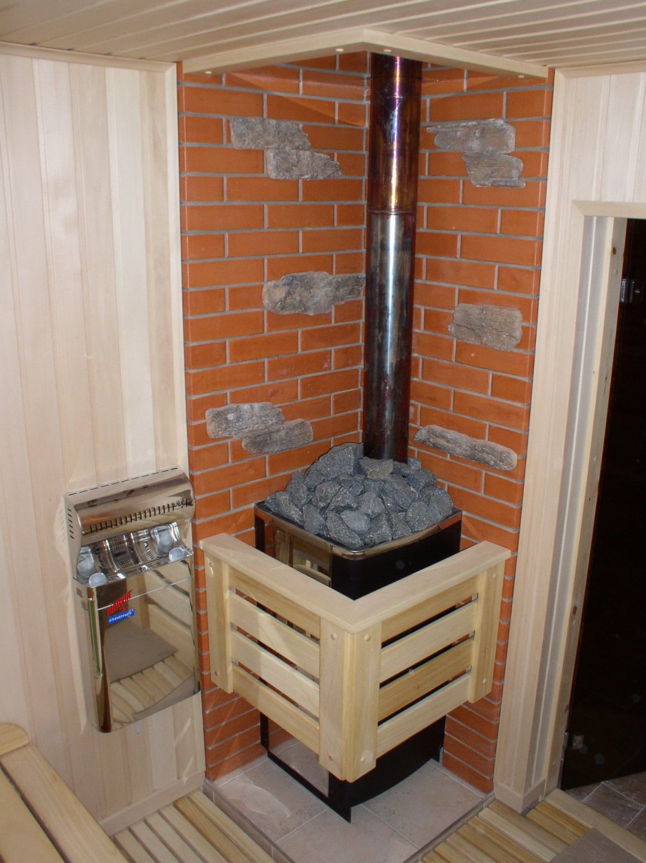 Банные печи Harvia с топкой из предбанника