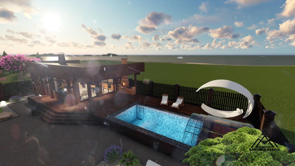 Проект участка с бассейном