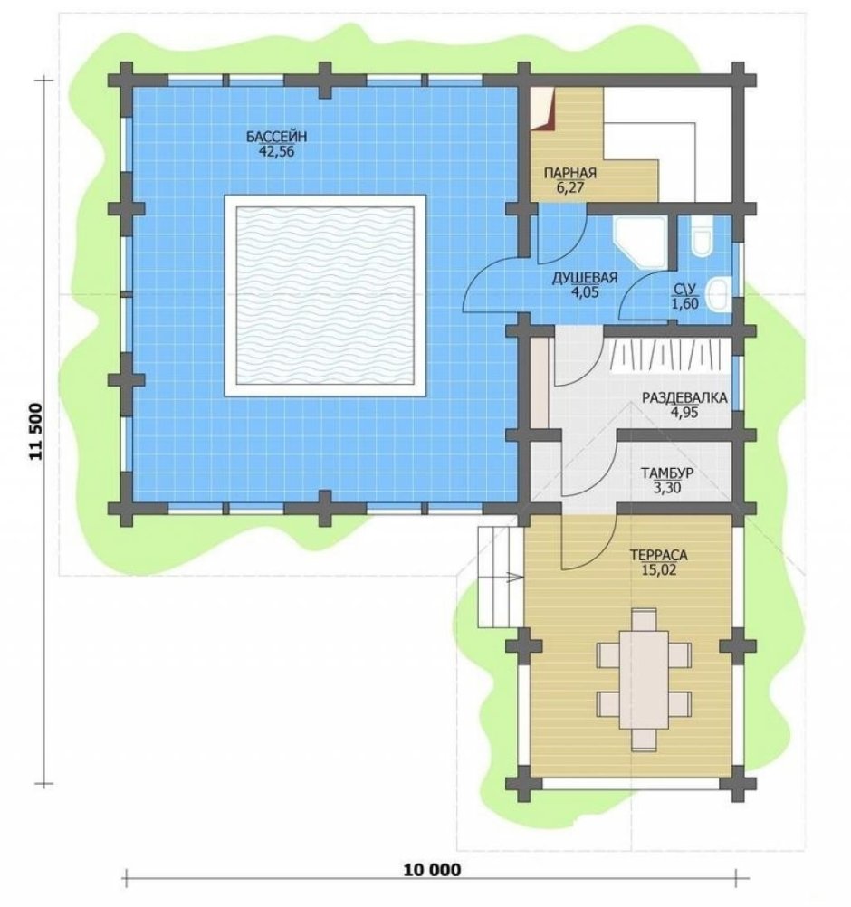 Баня 5на4 планировка с бассейном