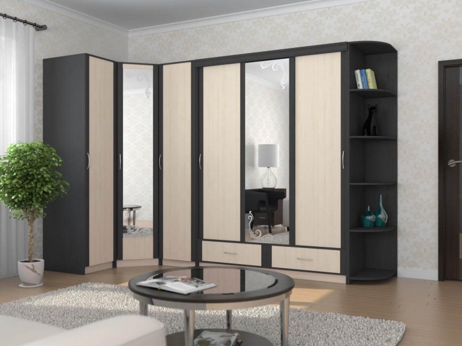 Стенка угловая с зеркалом