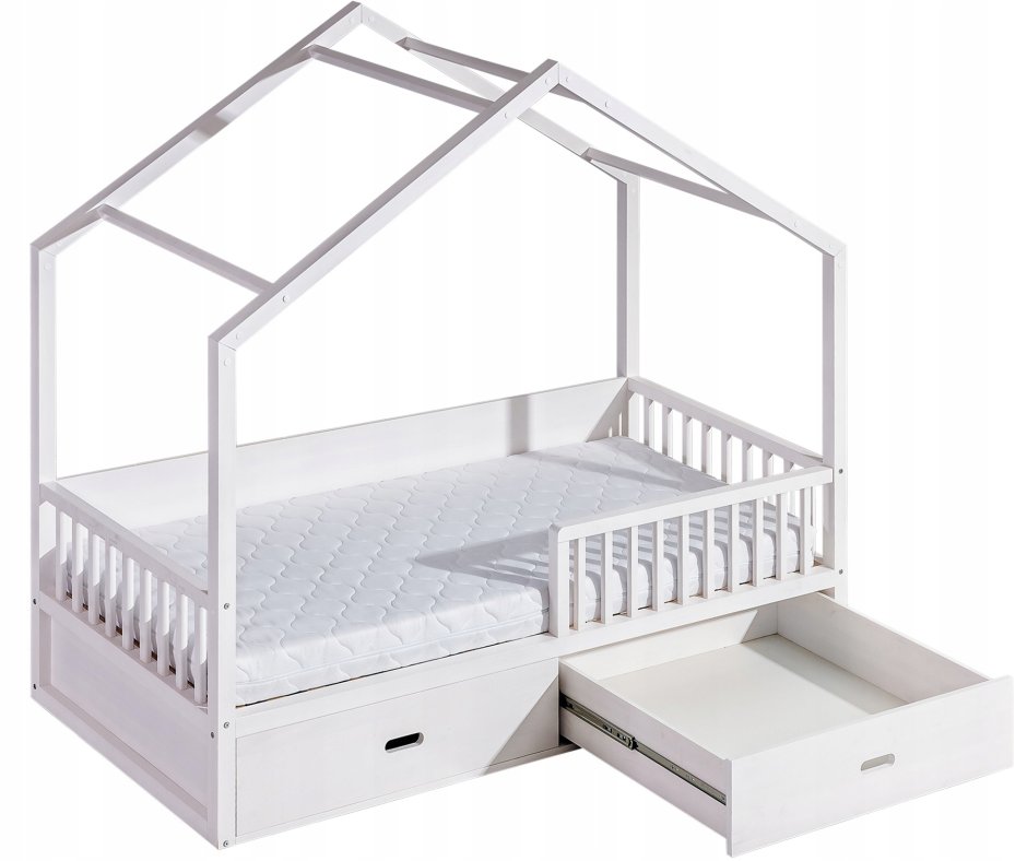 Кровать домик белый