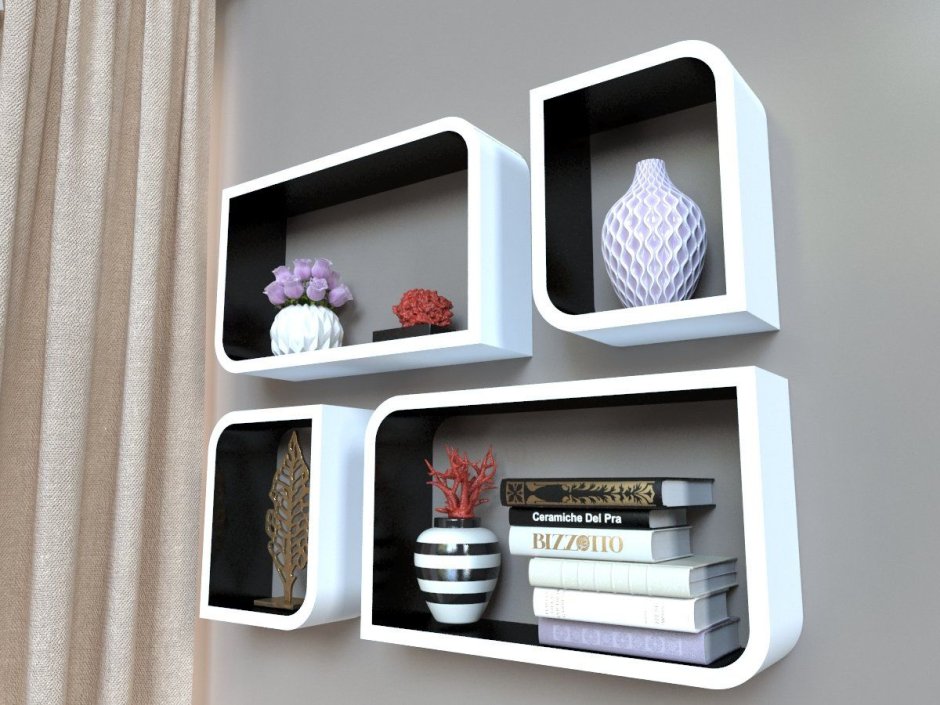 Комплект полок Мадрид белый черный 1,8см QWERTY