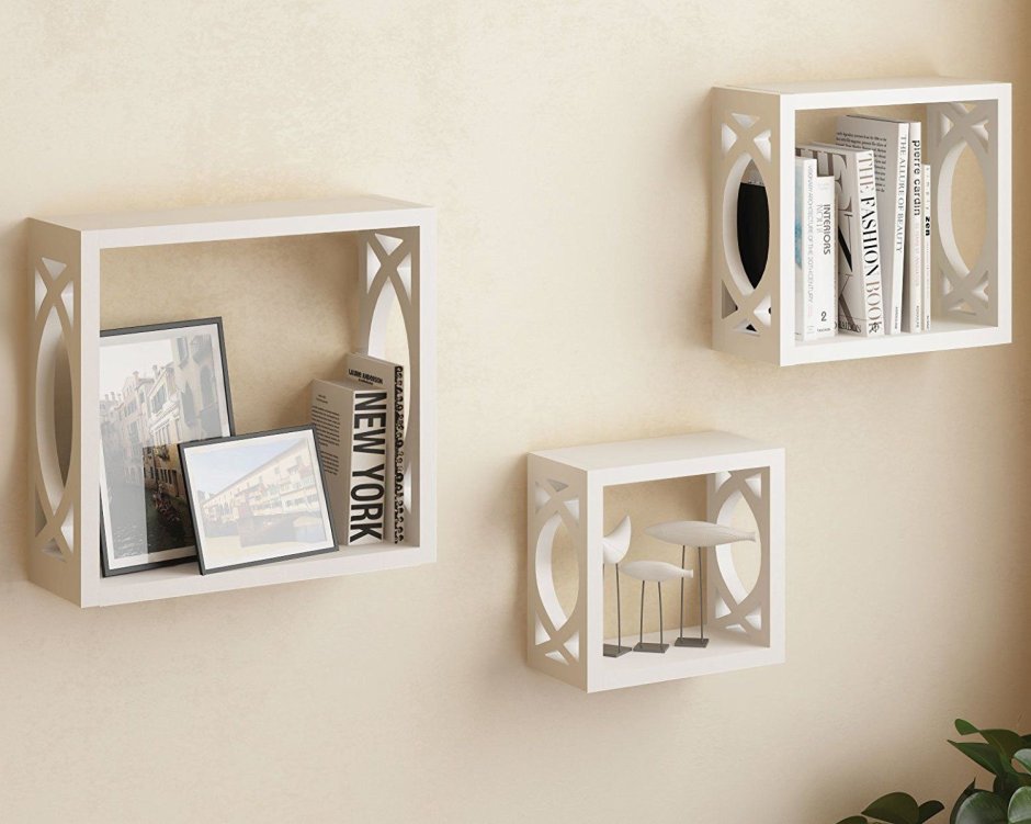 Полки настенные квадратные белые