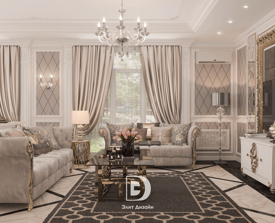 Классический интерьер в коттедже