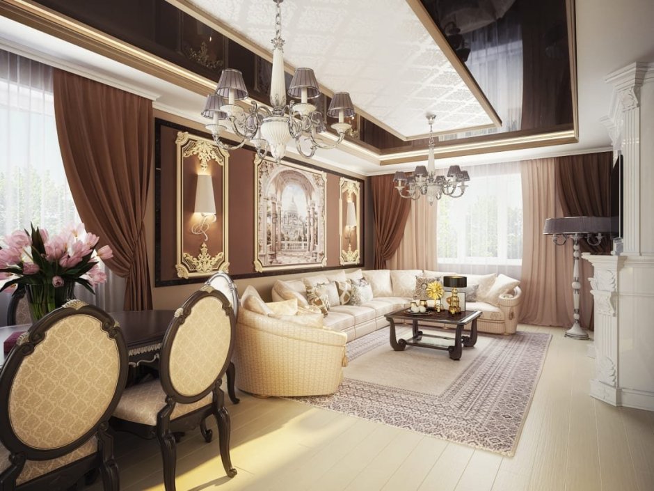 Интерьеры домов и коттеджей в классическом стиле