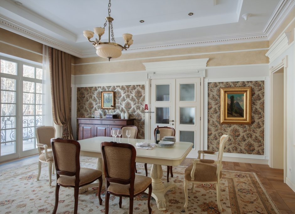 Гостиная-столовая в классическом стиле
