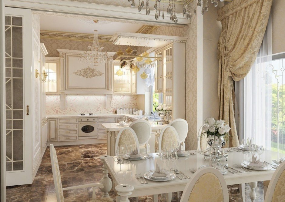 Кухня-столовая-гостиная Прованс