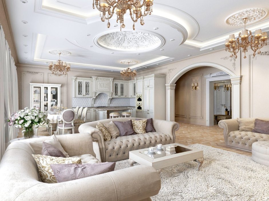 Светлый интерьер в классическом стиле