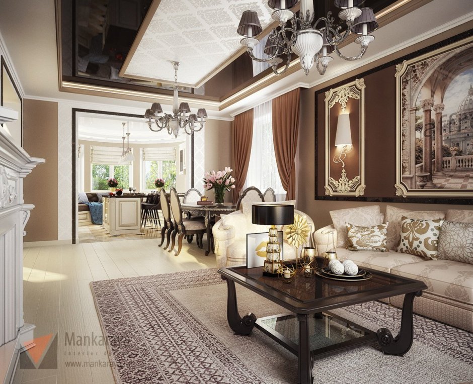 Интерьер коттеджа в классическом стиле