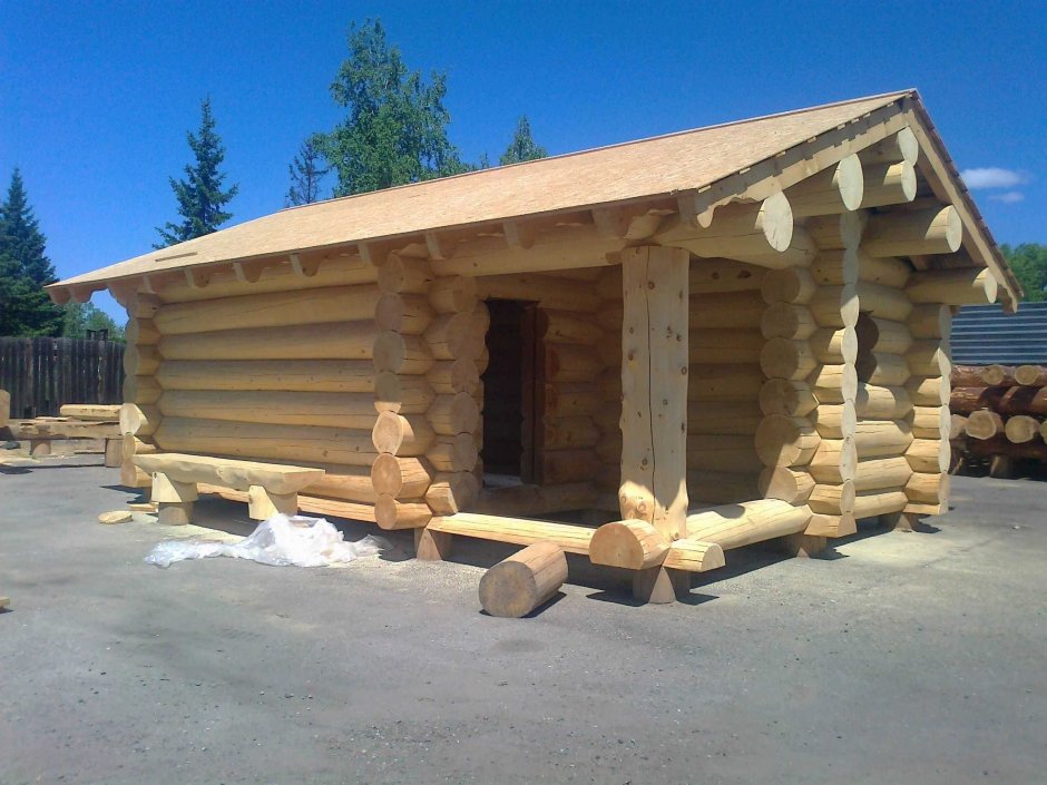Баня с оцилиндрованого бревна кедра 4×6