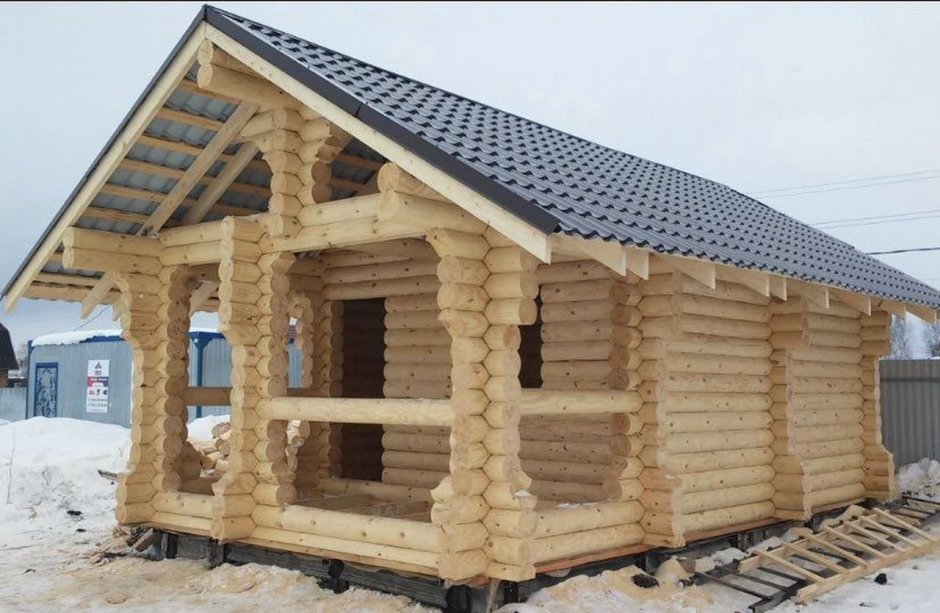 Баня 7х4 оцилиндрованного бревна