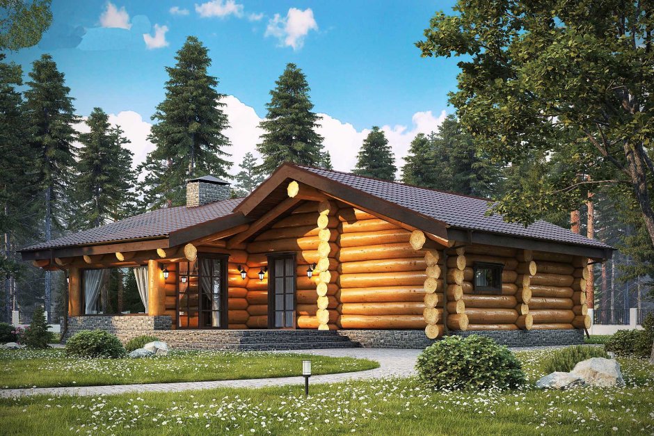 Сруб дом баня из оцилиндрованного бревна