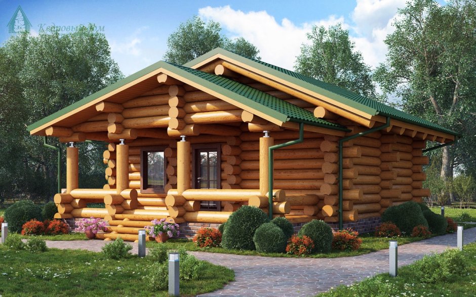 Дом-баня из бревна под ключ 100м2