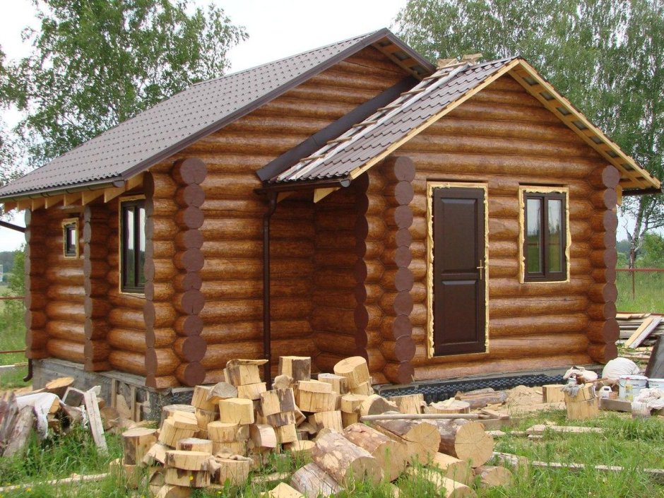 Баня из окоренного бревна под ключ
