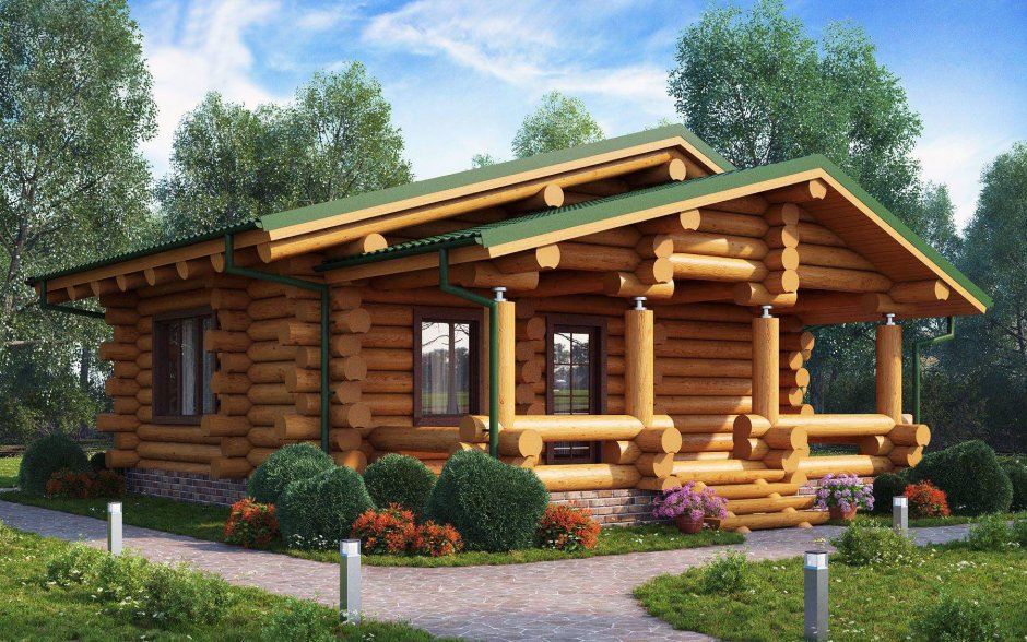 Баня с оцилиндрованого бревна кедра 4×6