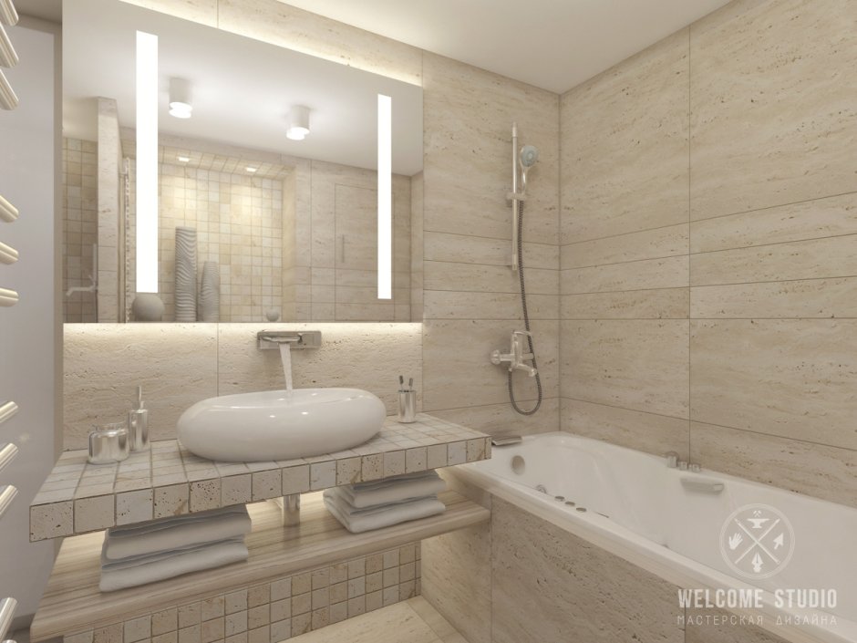 Светлая ванная комната 4 кв