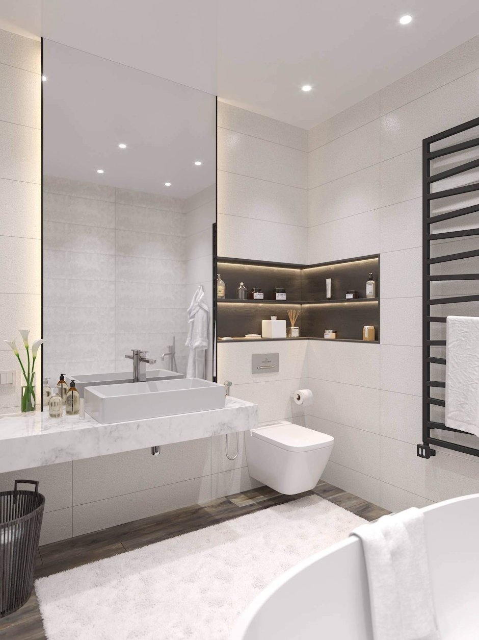 Современная ванная комната в светлых тонах