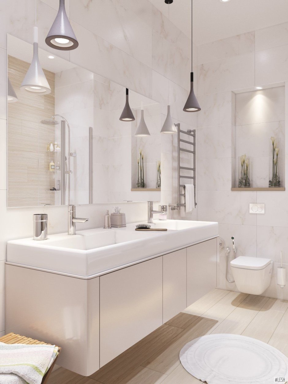 Современная светлая ванная комната