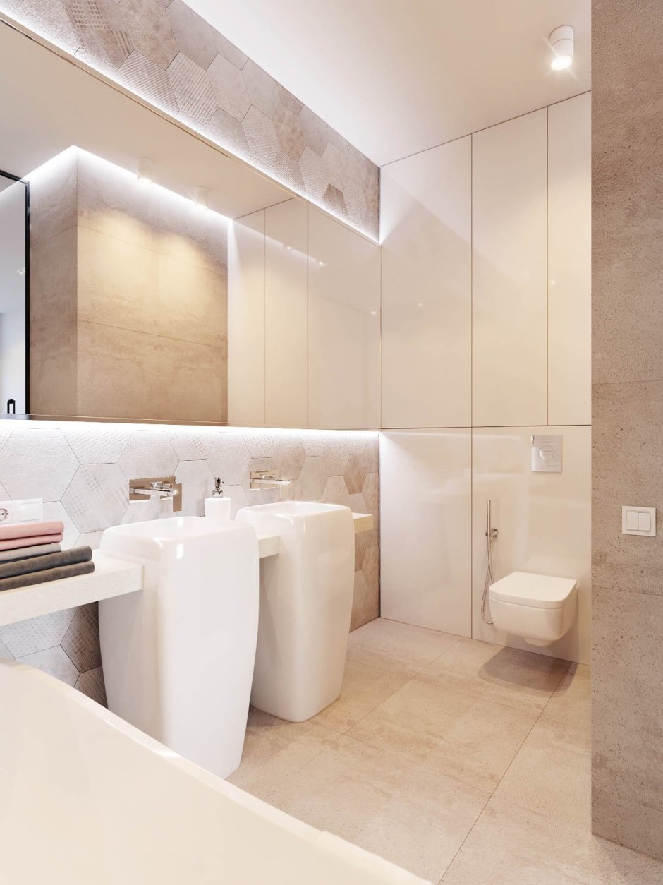 Ванную комнату в светлых тонах