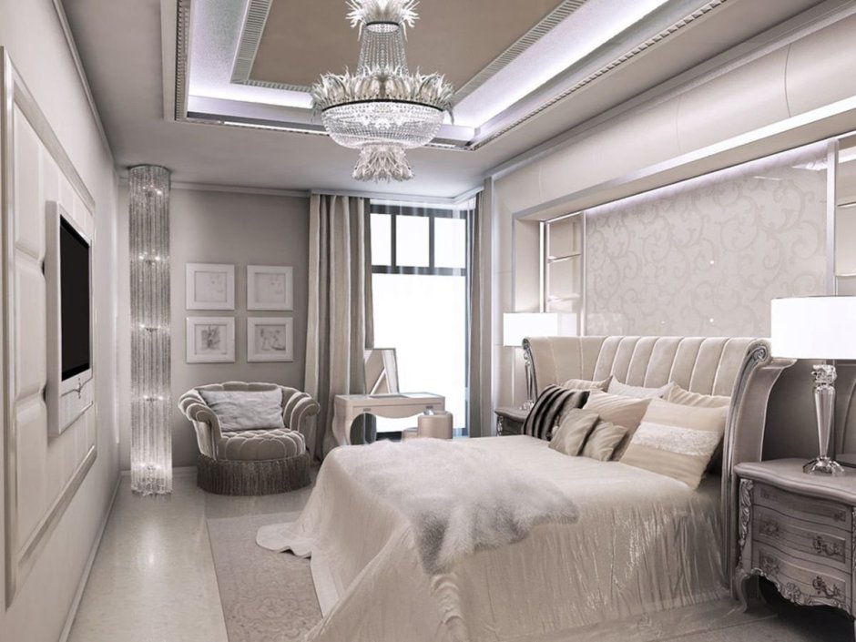 Спальня в стиле Неоклассика в светлых тонах
