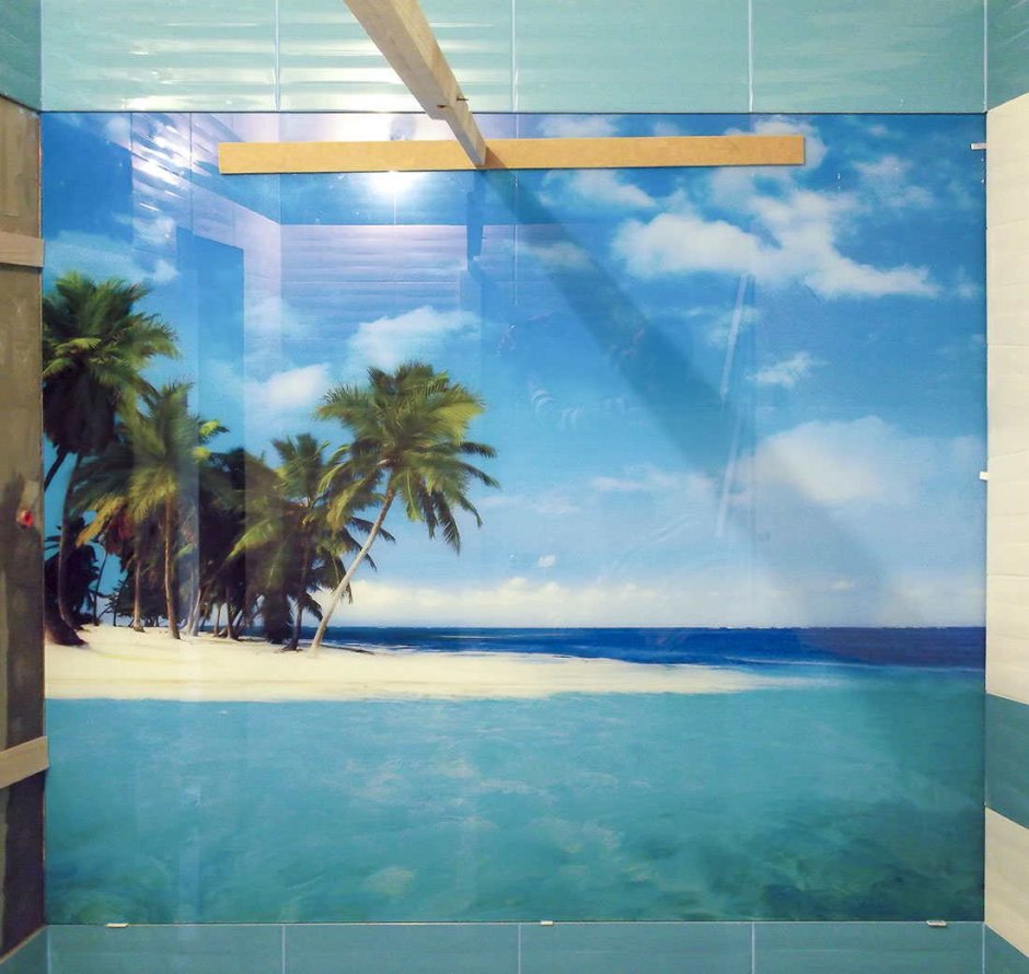 Стеклянные стеновые панели для ванной комнаты с фотопечатью