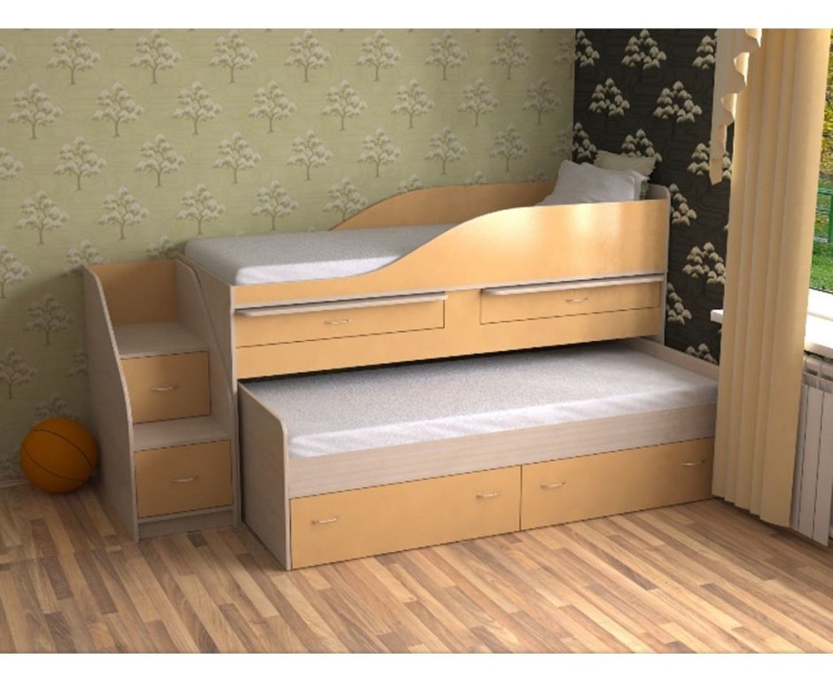 Детская двухъярусная выдвижная кровать СЛАВМЕБЕЛЬ дуэт -2