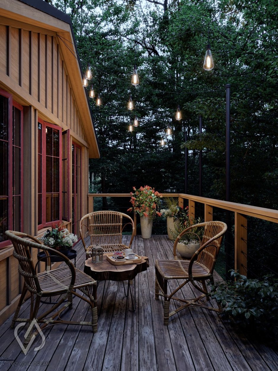 Веранда с видом на лес