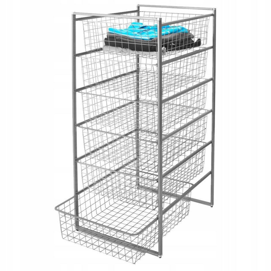Тележка сетчатая с полками для белья стеллаж на колесах ТСП-500