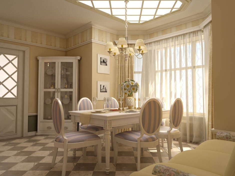 Кухня гостиная во французском стиле