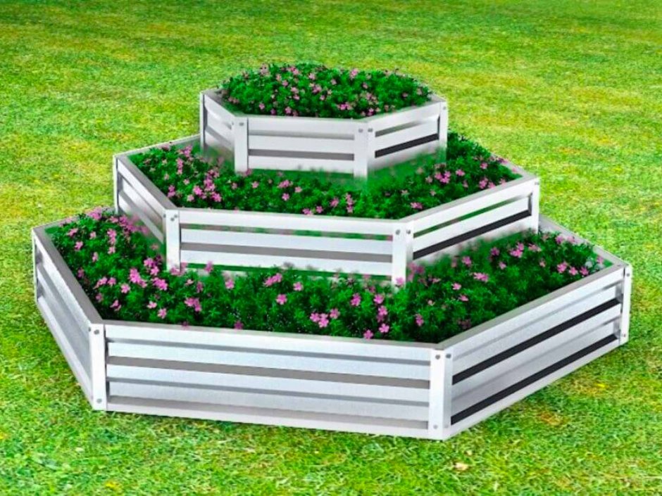 Клумба трехъярусная шестигранная оцинкованная