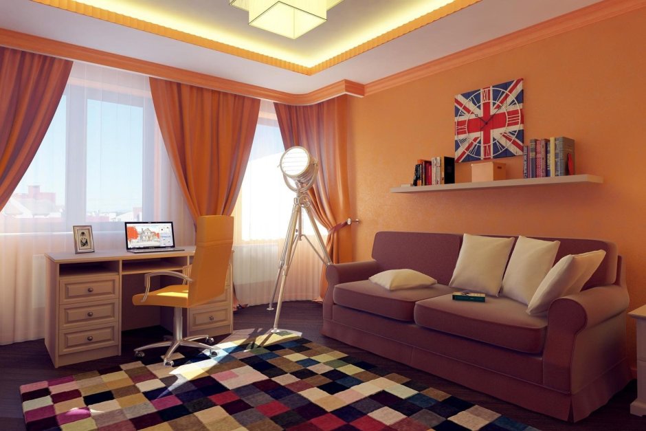 Детская угловая комната с 2 окнами