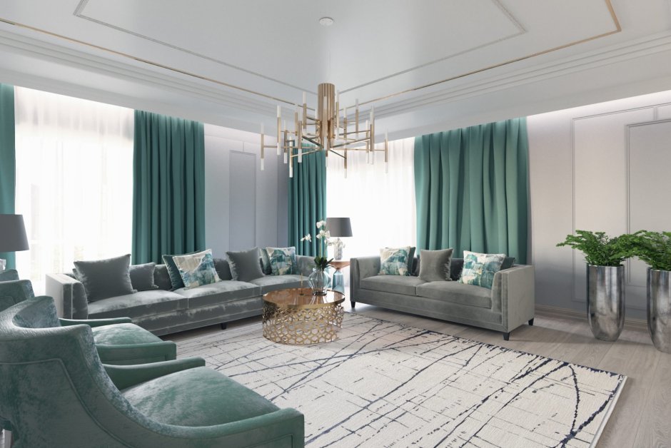 Гостиная в изумрудном цвете