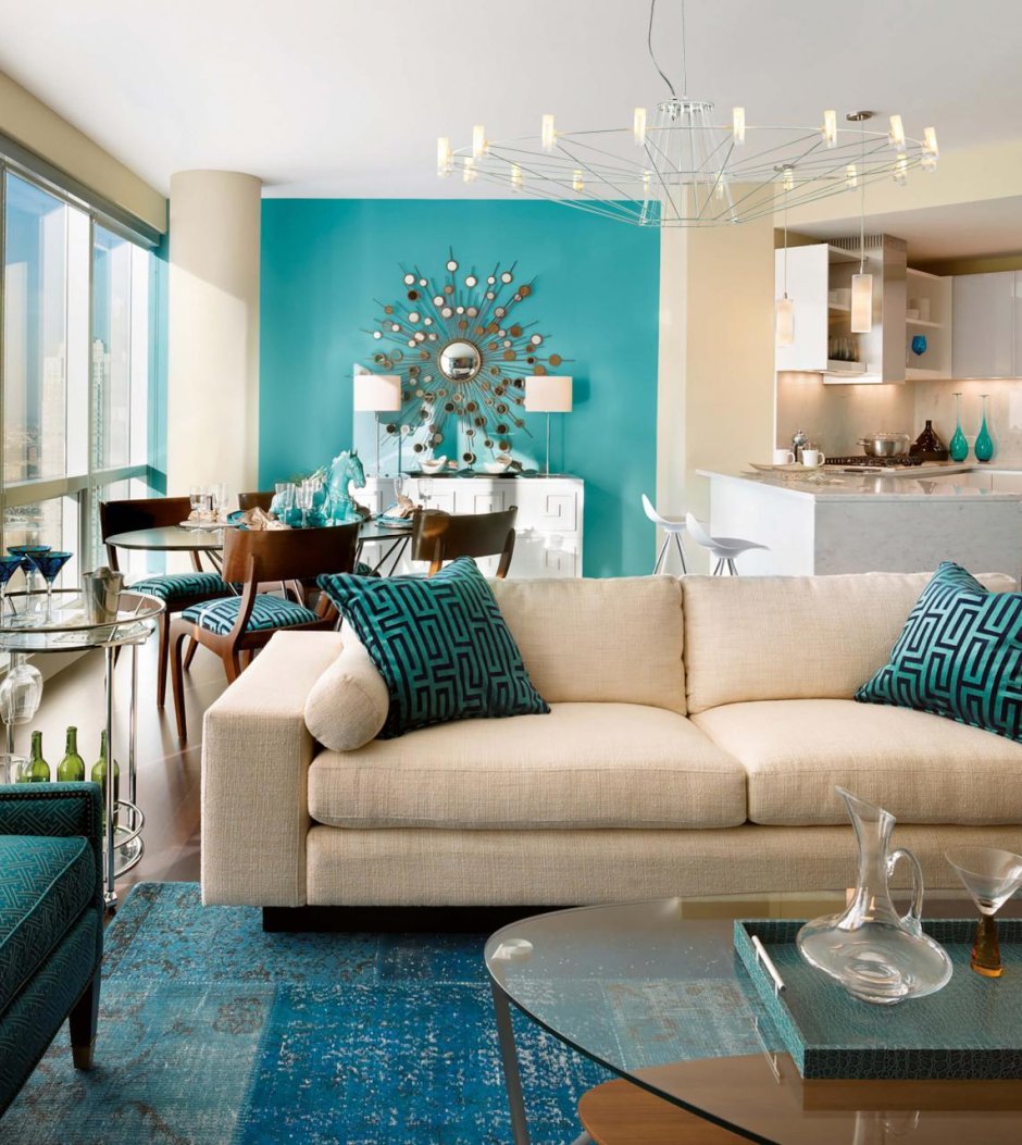 Бежевый и бирюзовый в интерьере