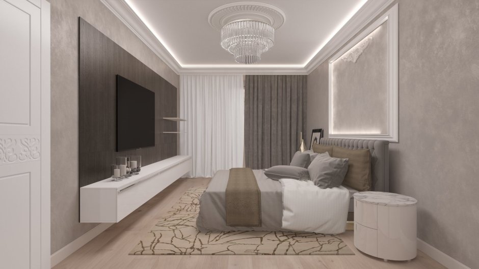 Спальня в тонах кофе с молоком