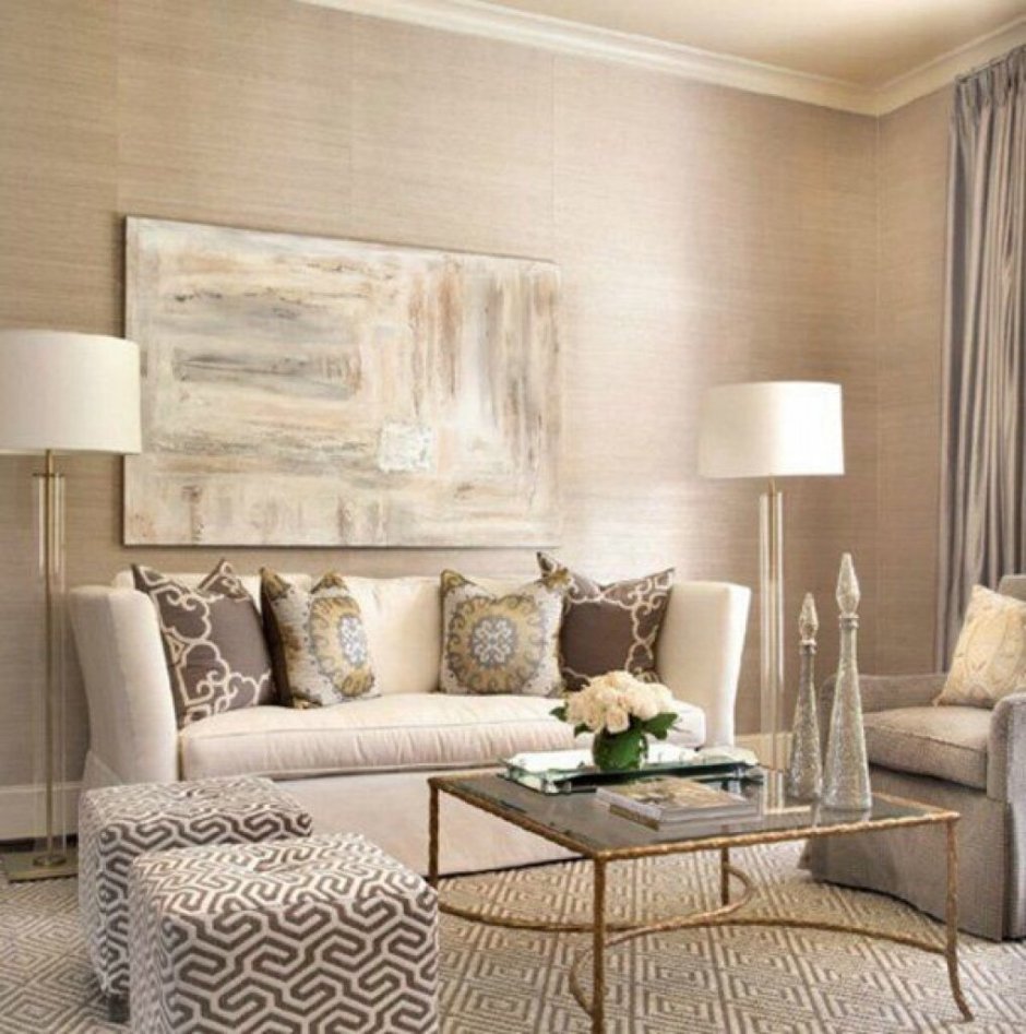 Бежевый интерьер гостиной