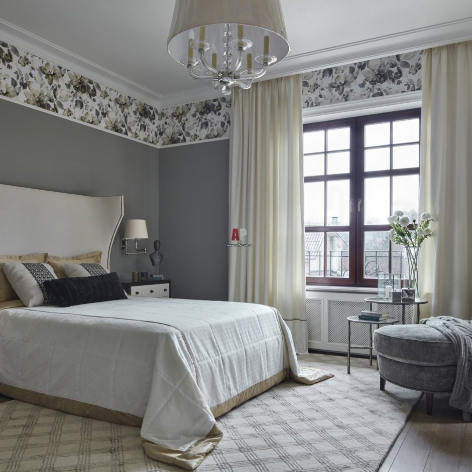 Обои для спальни комбинированные